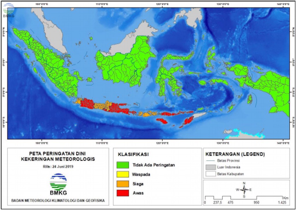 Potensi Kekeringan Meteorologis di Beberapa Wilayah di Indonesia