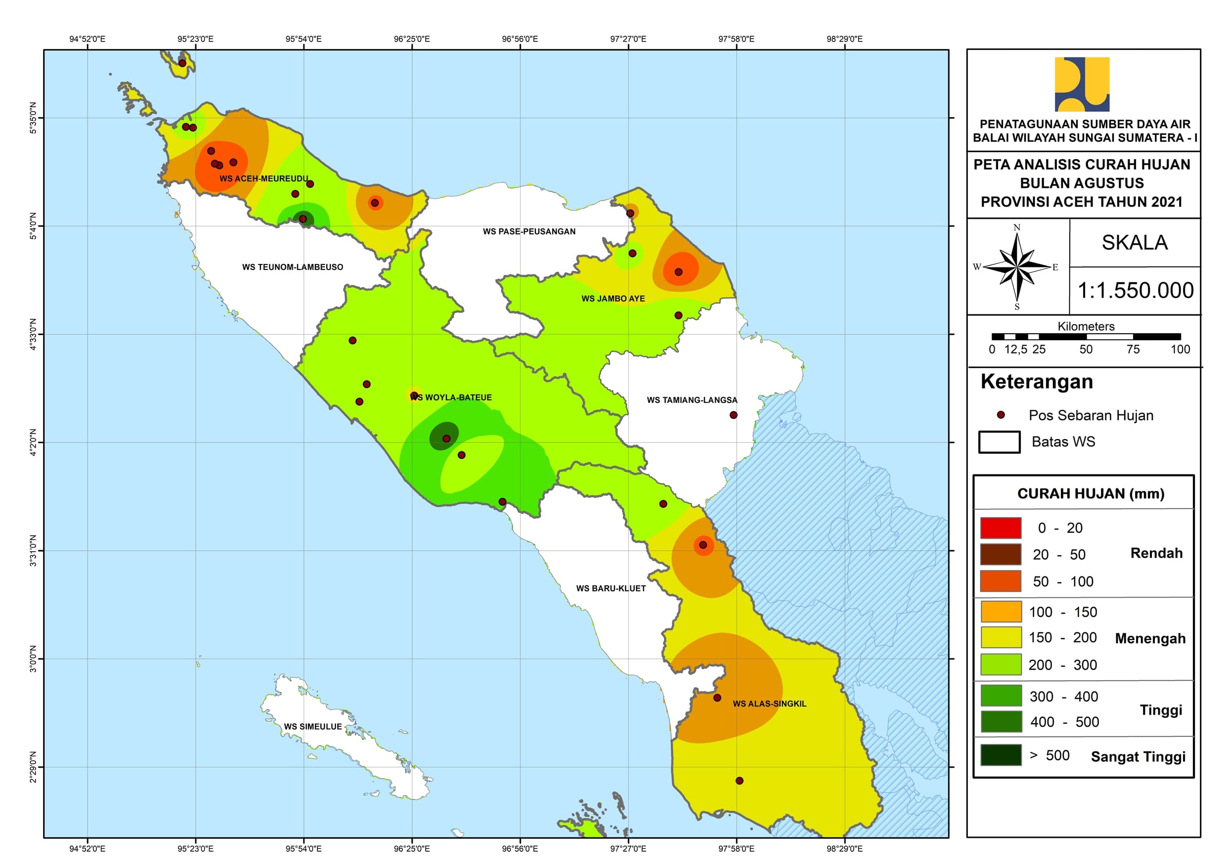 Peta Analisa Distribusi Hujan Agustus 2021