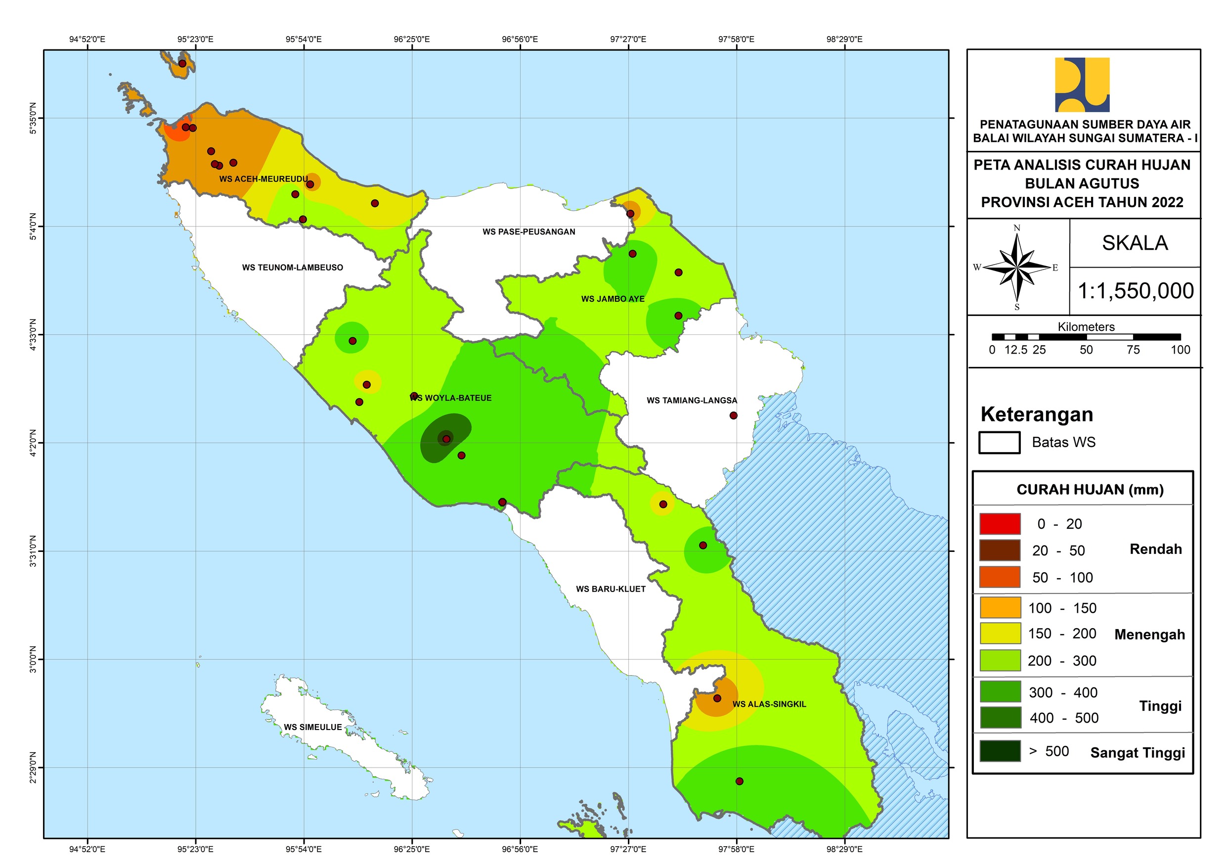 Peta Analisa Distribusi Hujan Agustus 2022