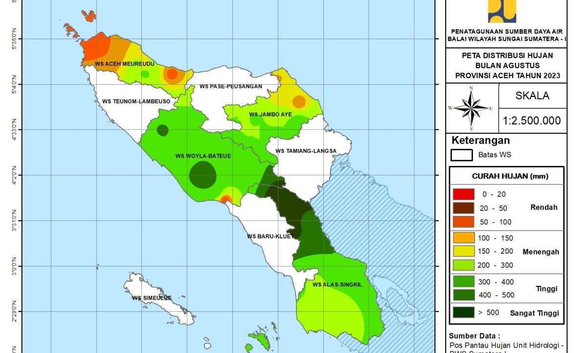 Peta Analisa Distribusi Hujan Agustus 2023