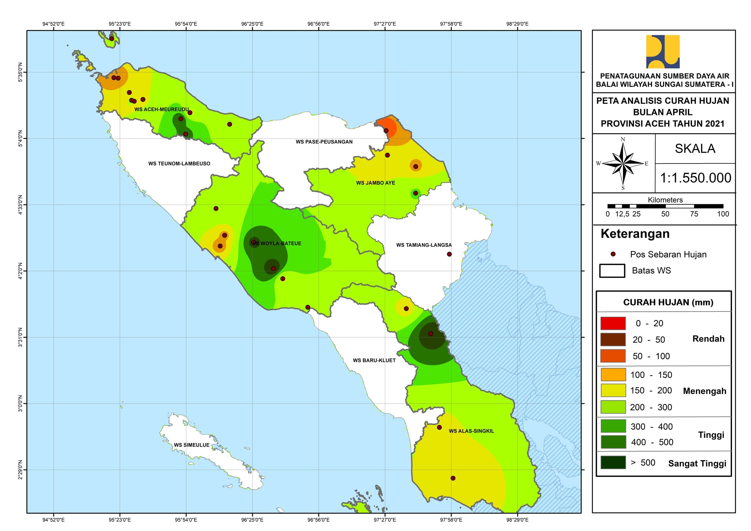 Peta Analisa Distribusi Hujan April 2021