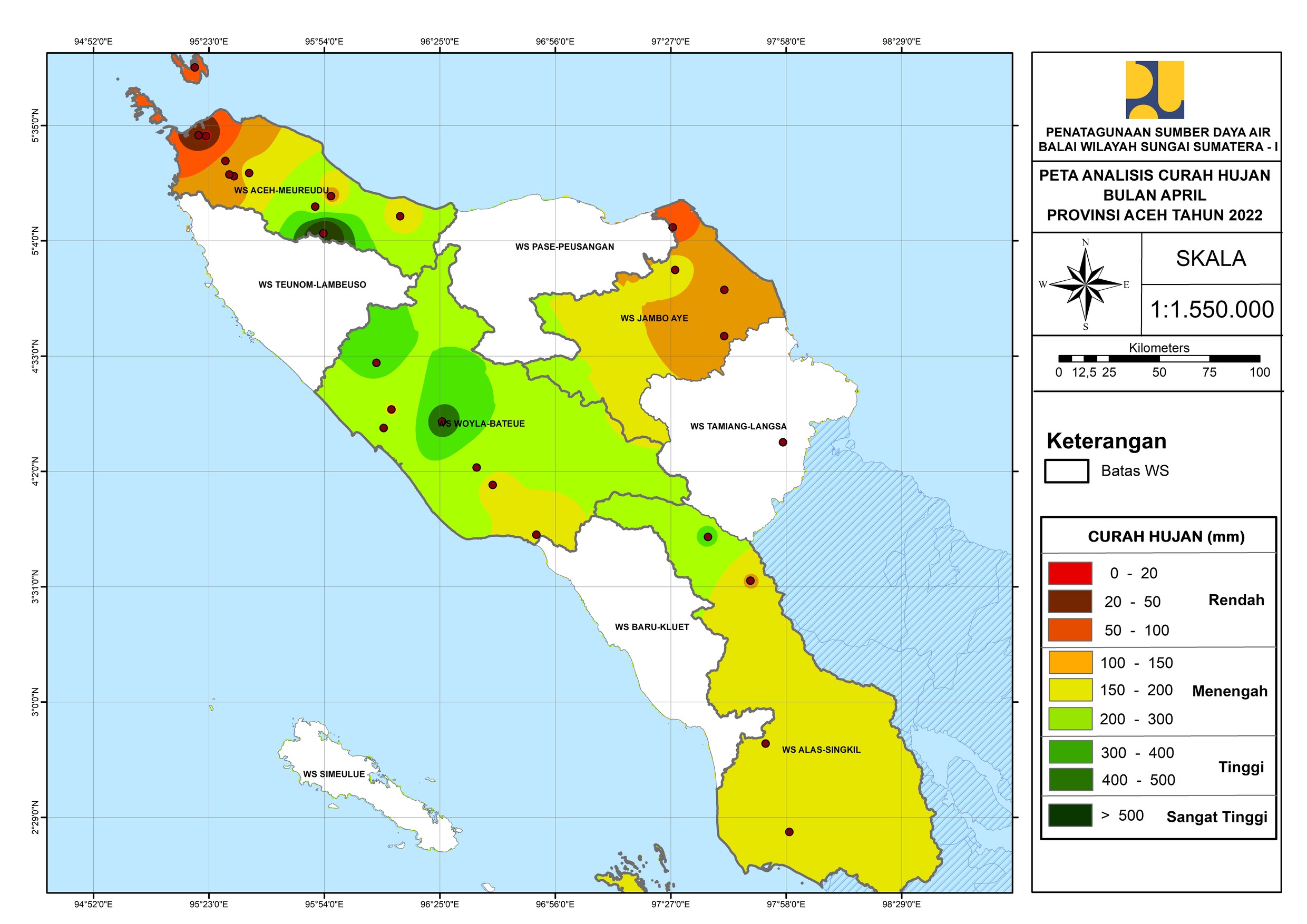 Peta Analisa Distribusi Hujan April 2022