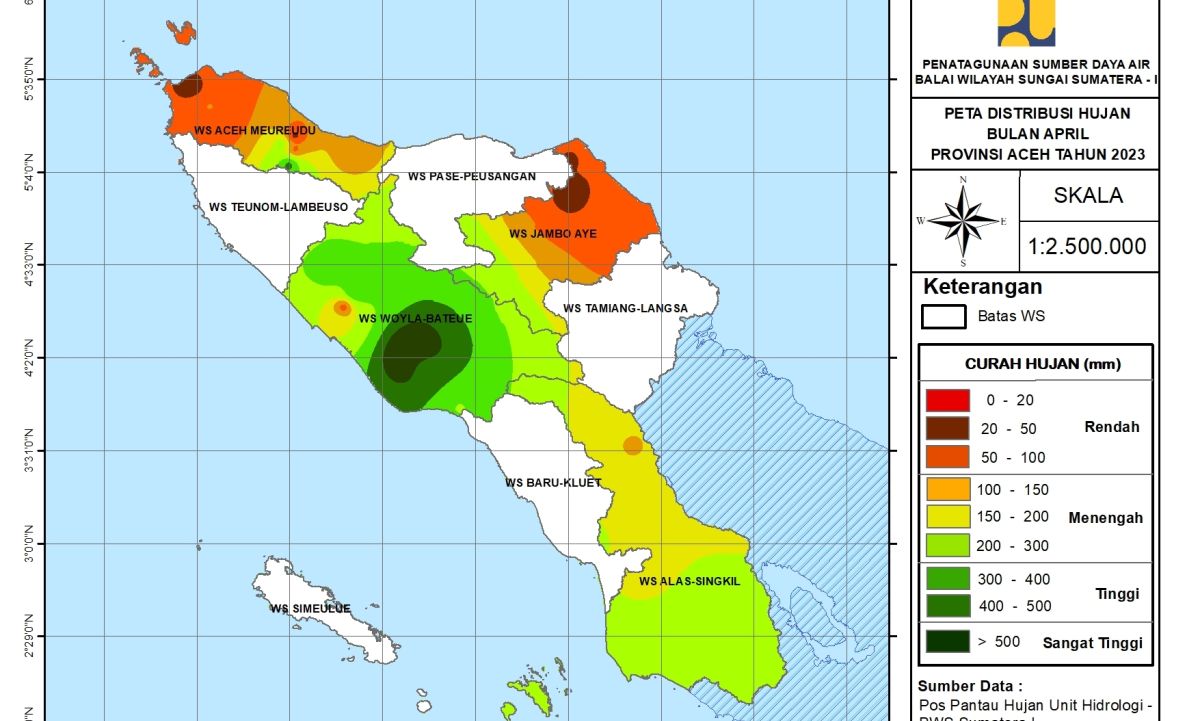 Peta Analisa Distribusi Hujan April 2023