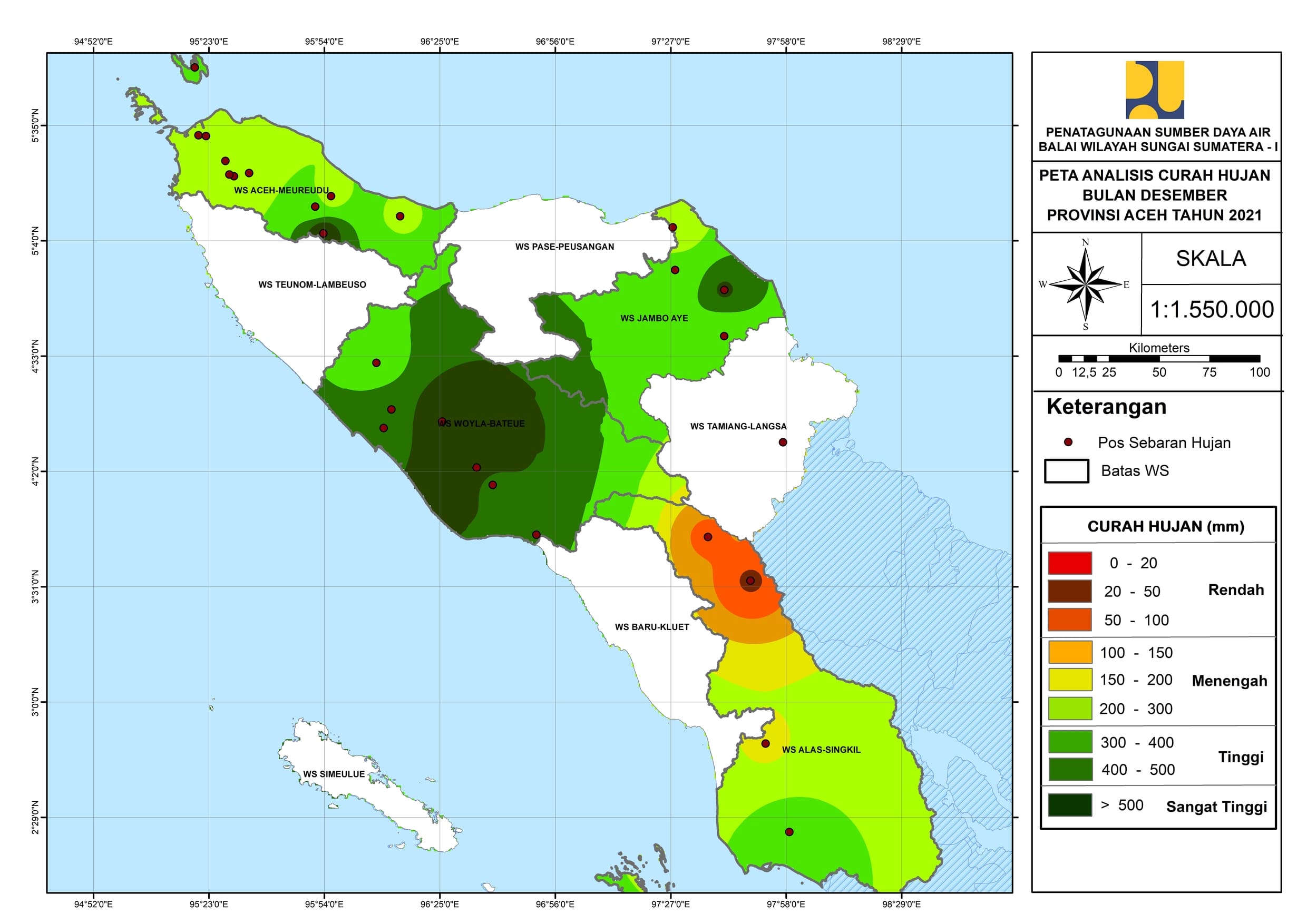 Peta Analisa Distribusi Hujan Desember 2021