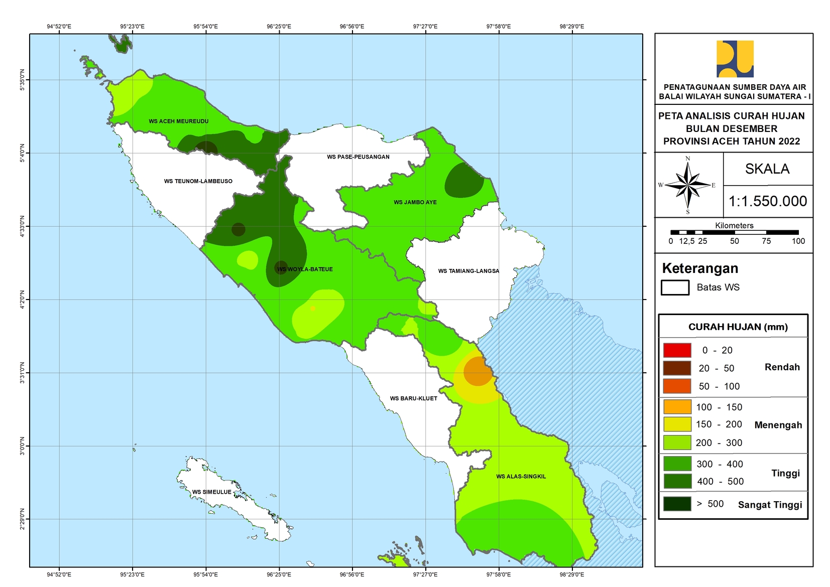 Peta Analisa Distribusi Hujan Desember 2022