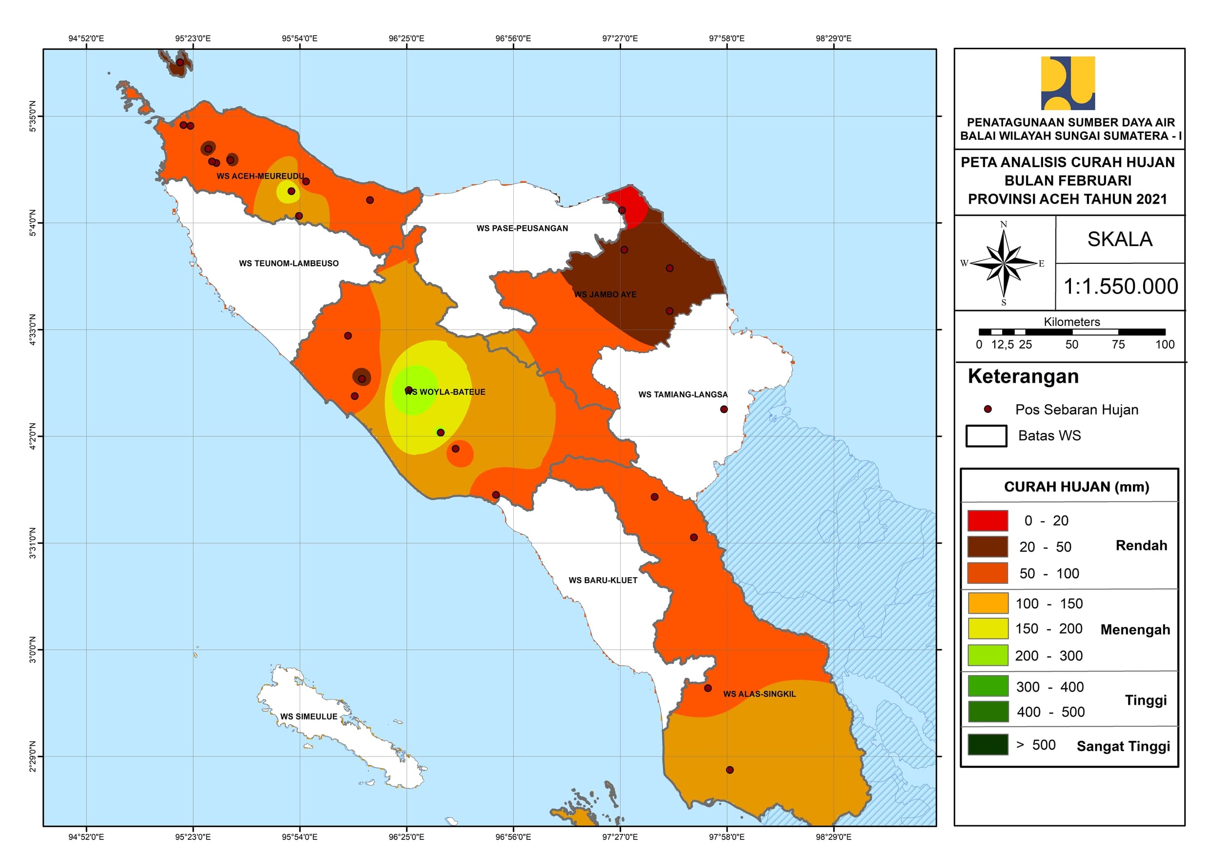 Peta Analisa Distribusi Hujan Februari 2021