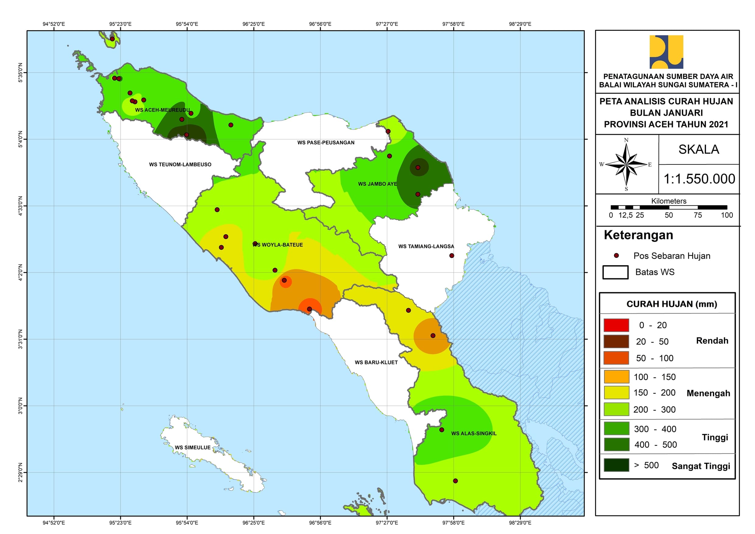 Peta Analisa Distribusi Hujan Januari 2021