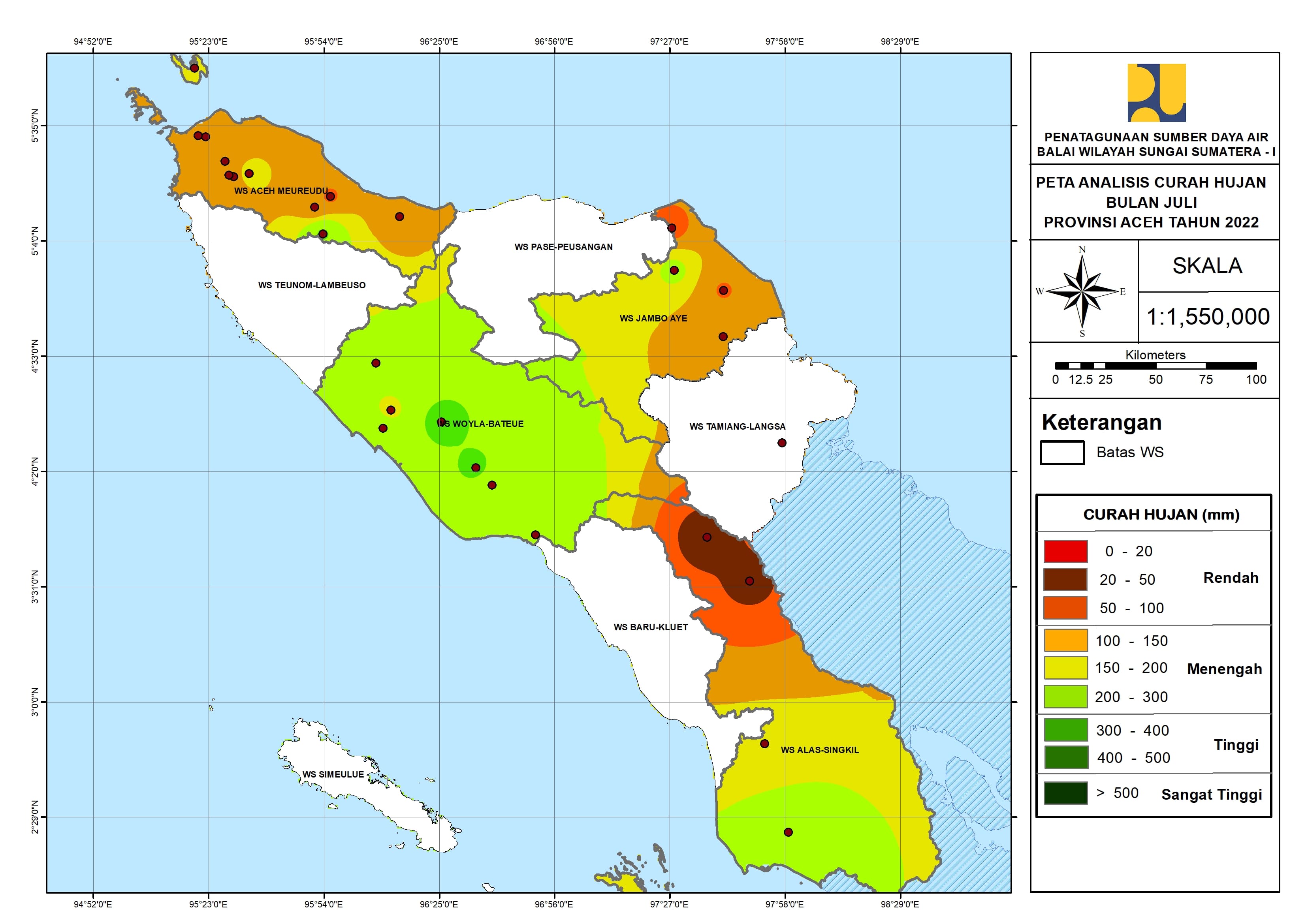 Peta Analisa Distribusi Hujan Juli 2022