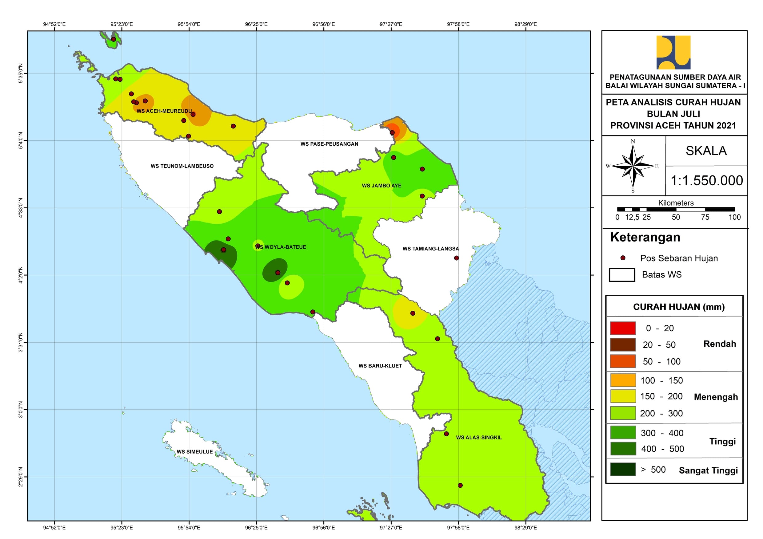 Peta Analisa Distribusi Hujan Juli 2021