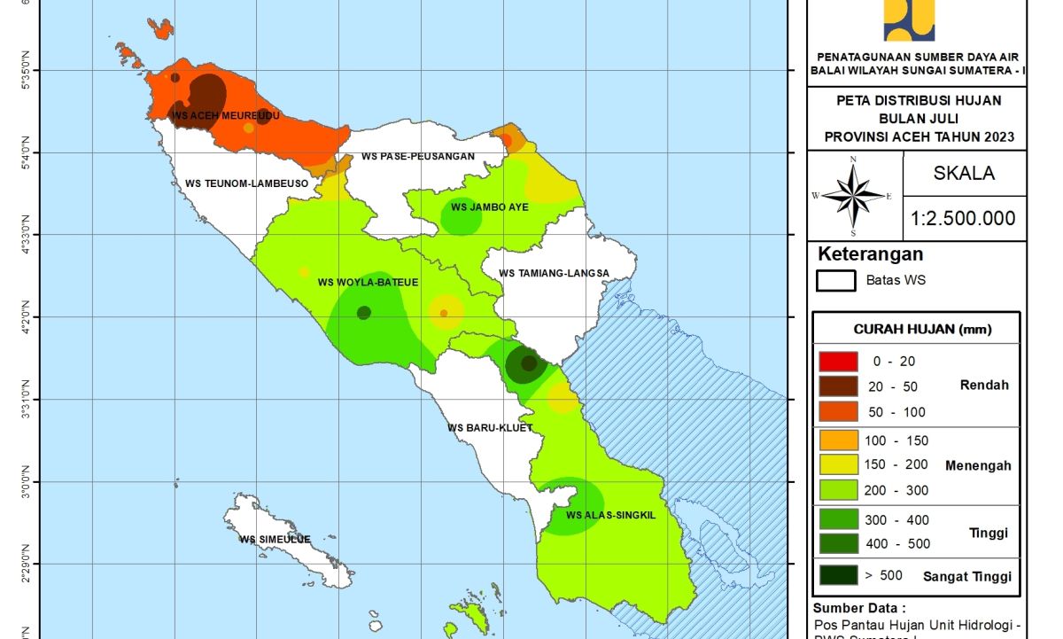 Peta Analisa Distribusi Hujan Juli 2023