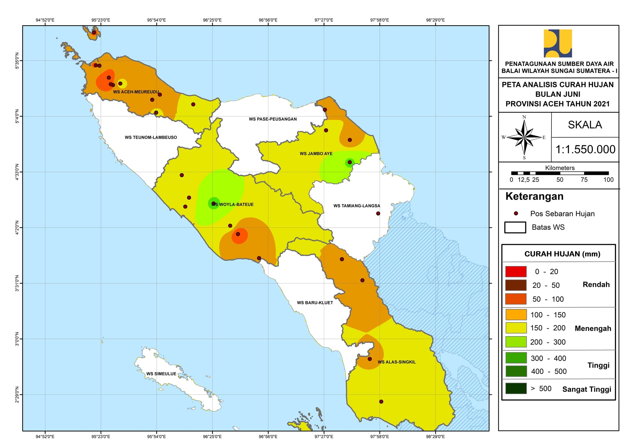 Peta Analisa Distribusi Hujan Juni 2021