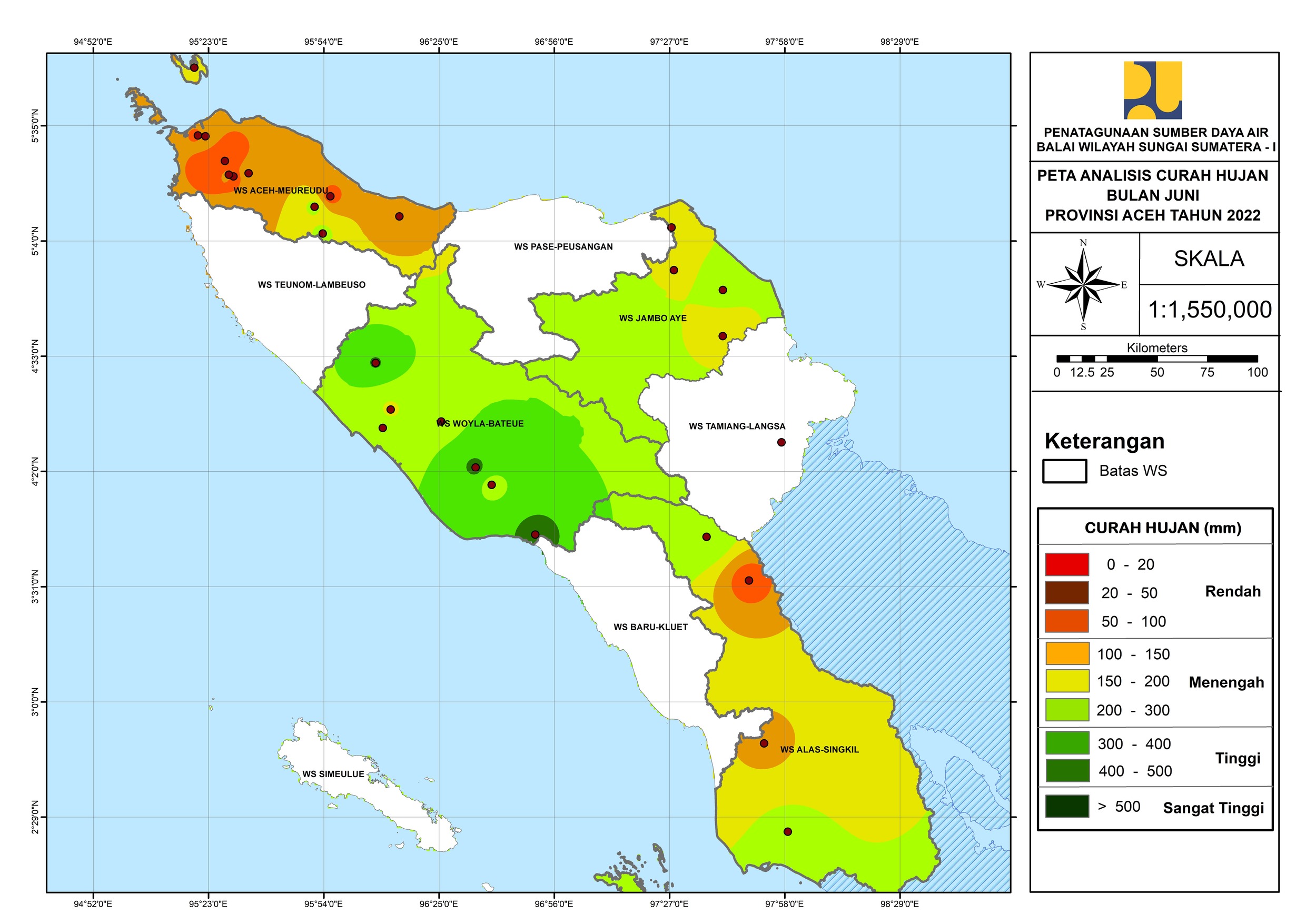 Peta Analisa Distribusi Hujan Juni 2022