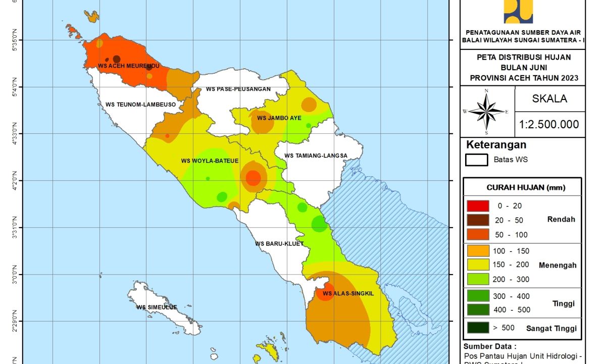 Peta Analisa Distribusi Hujan Juni 2023