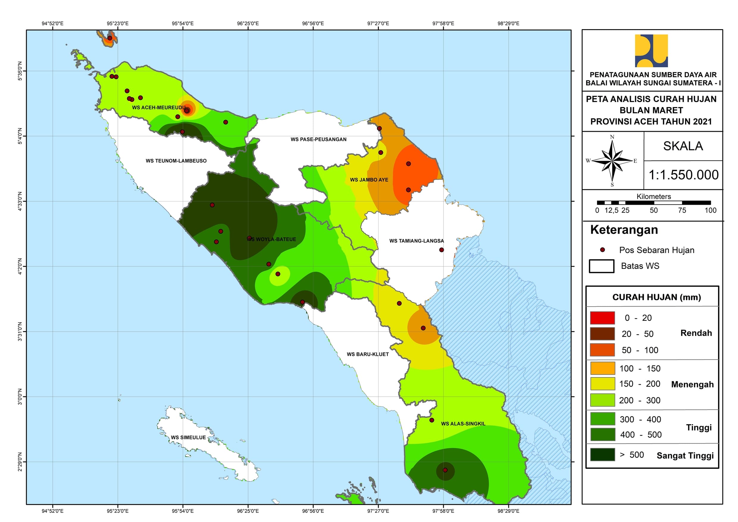 Peta Analisa Distribusi Hujan Maret 2021