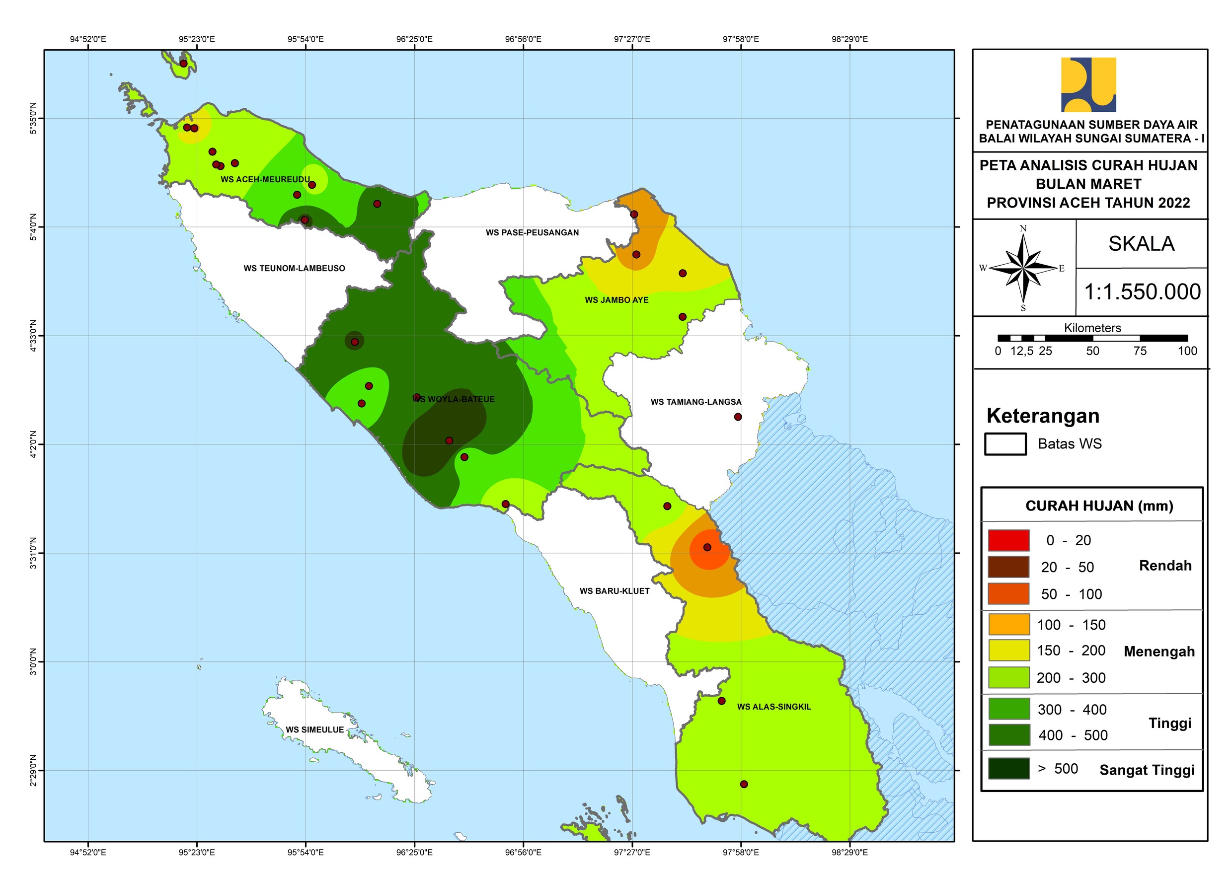 Peta Analisa Distribusi Hujan Maret 2022