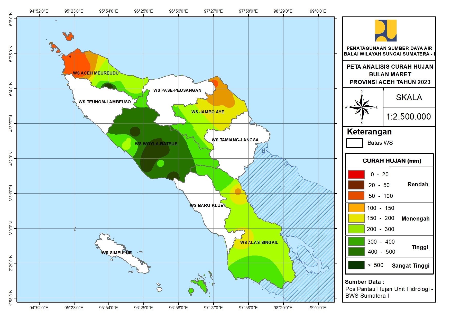 Peta Analisa Distribusi Hujan Maret 2023