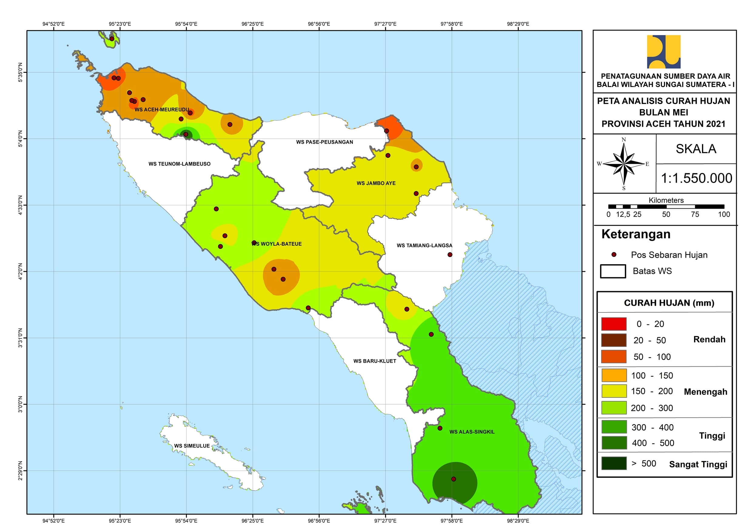 Peta Analisa Distribusi Hujan Mei 2021