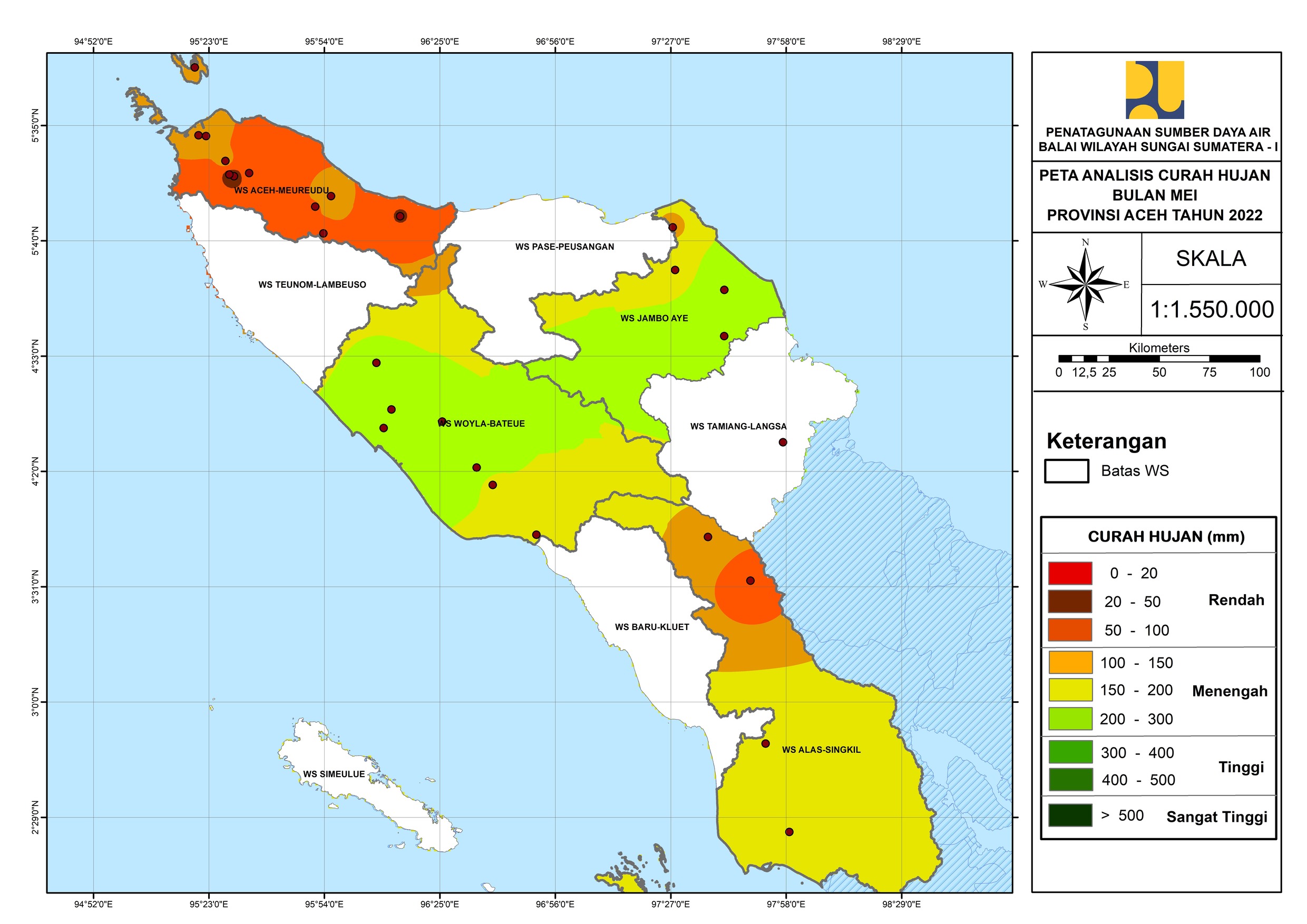 Peta Analisa Distribusi Hujan Mei 2022