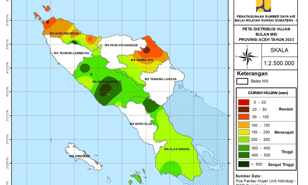 Peta Analisa Distribusi Hujan Mei 2023