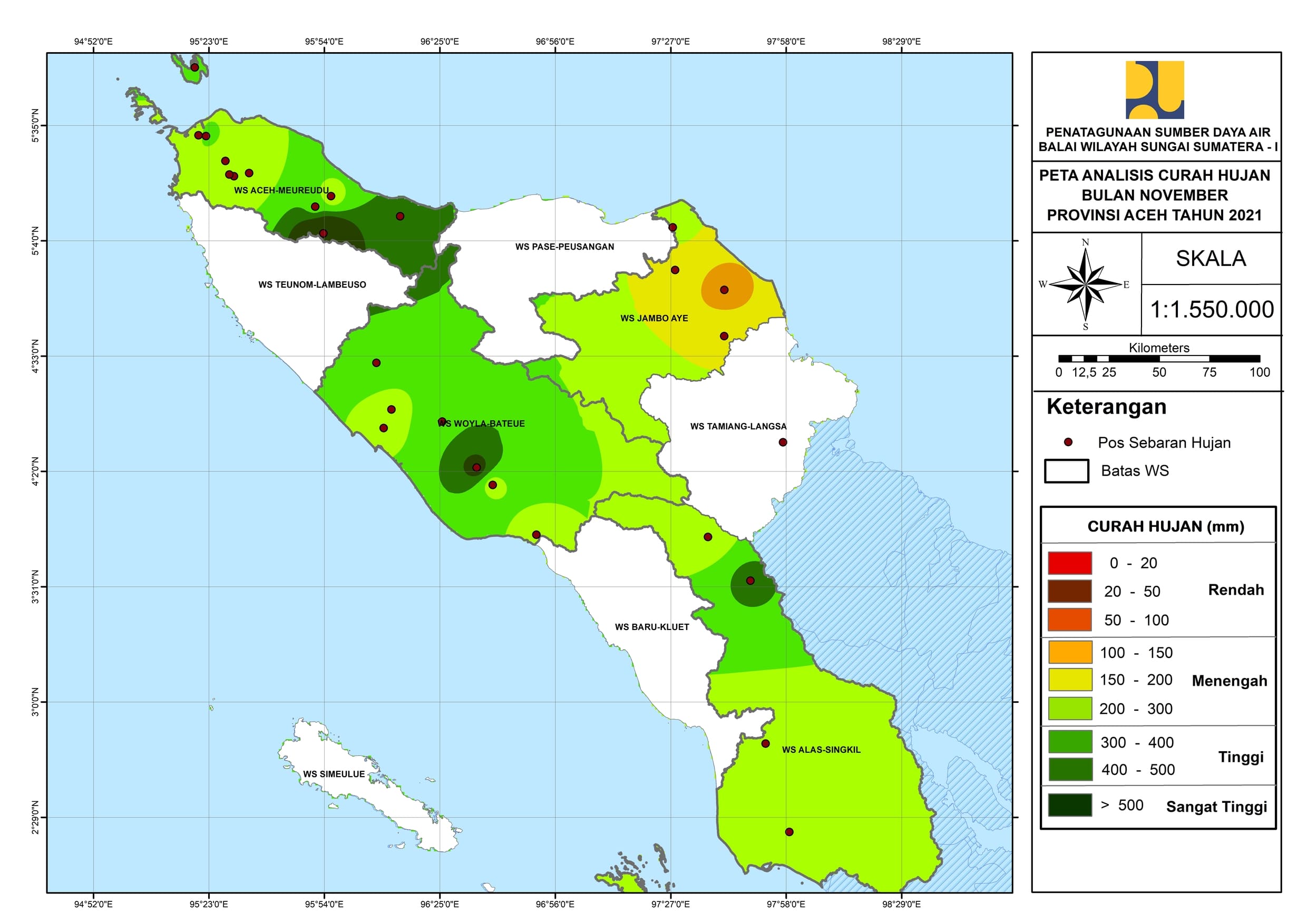 Peta Analisa Distribusi Hujan November 2021