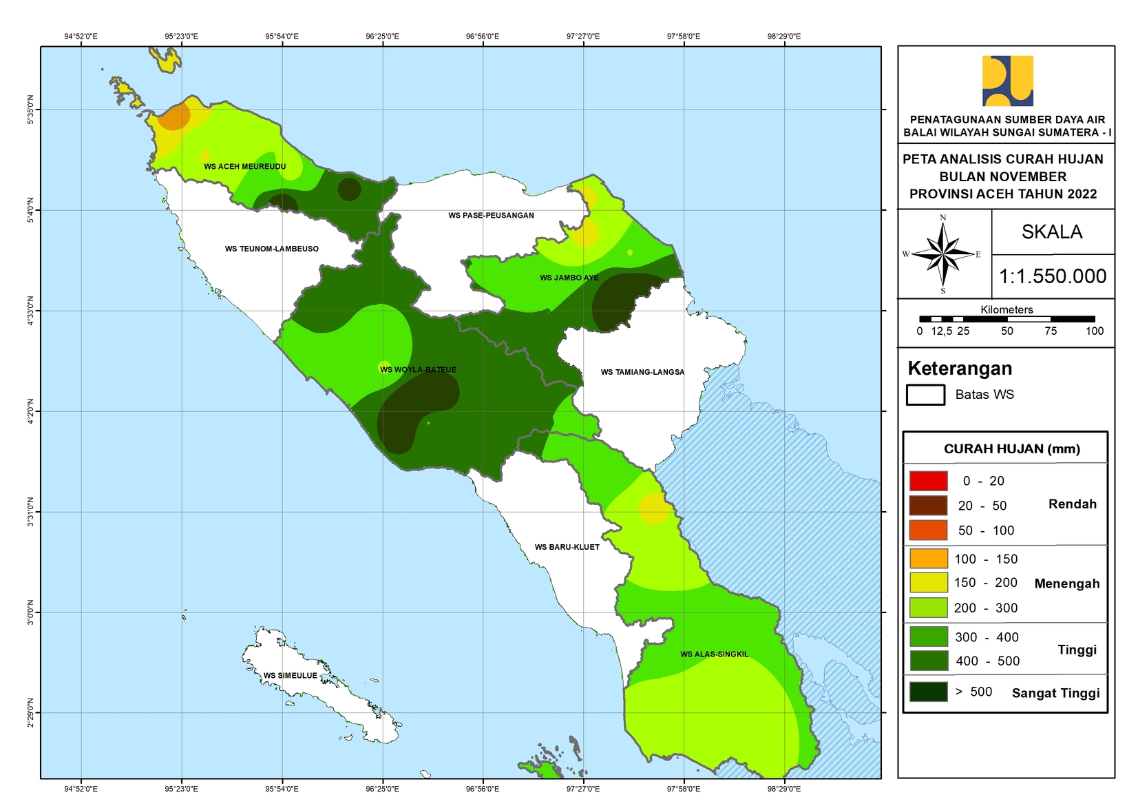 Peta Analisa Distribusi Hujan November 2022