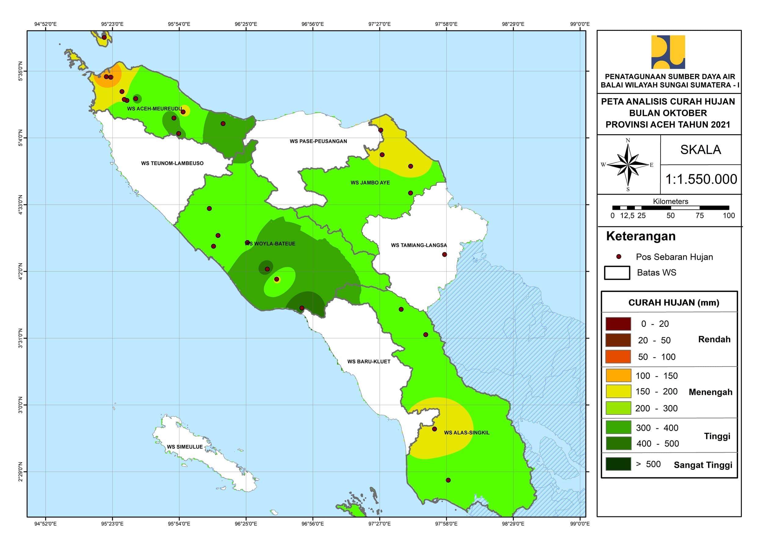 Peta Analisa Distribusi Hujan Oktober 2021