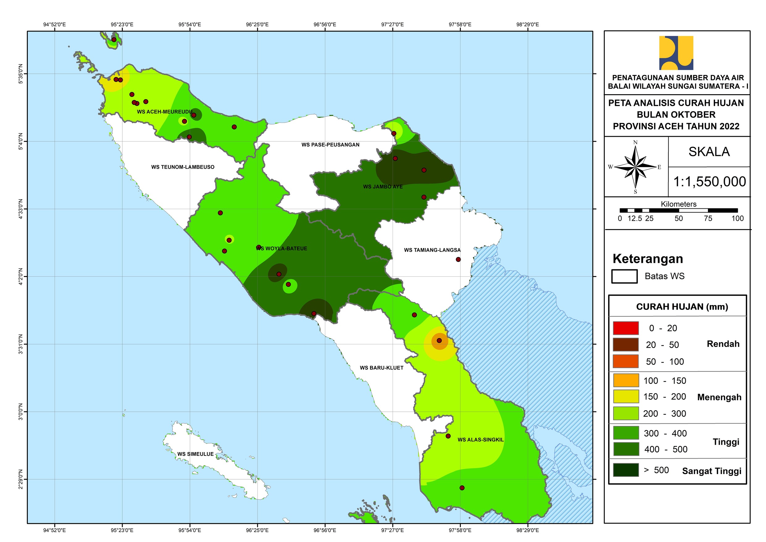 Peta Analisa Distribusi Hujan Oktober 2022