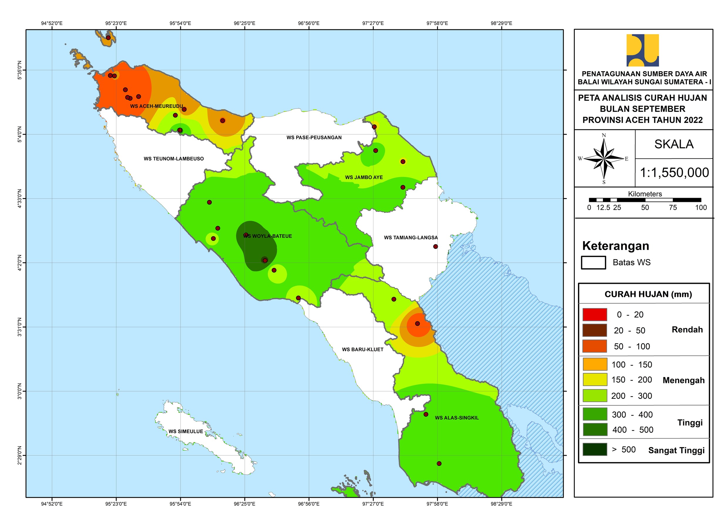 Peta Analisa Distribusi Hujan September 2022