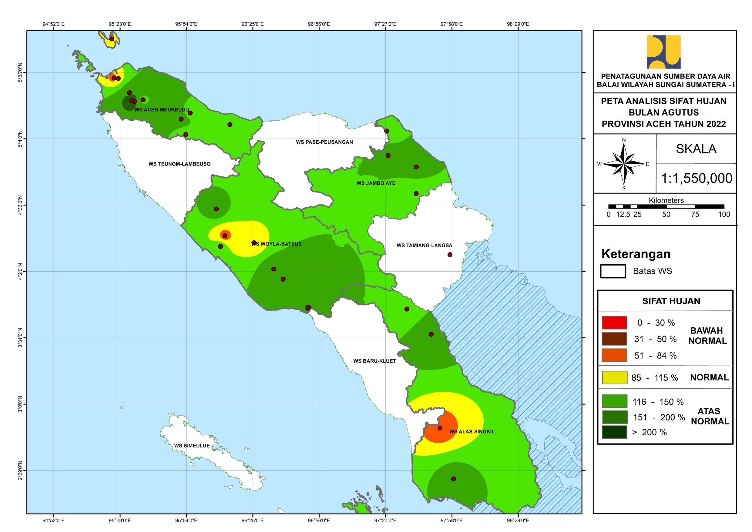 Peta Analisa Sifat Hujan Agustus 2022