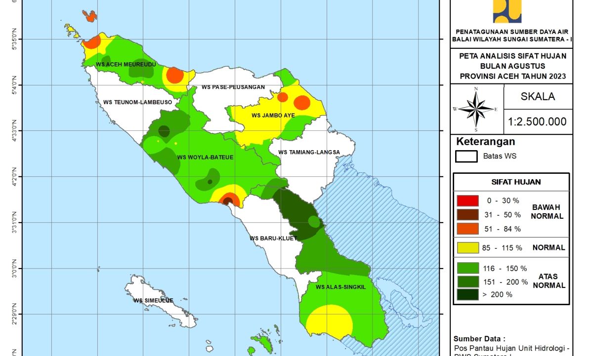 Peta Analisa Sifat Hujan Agustus 2023