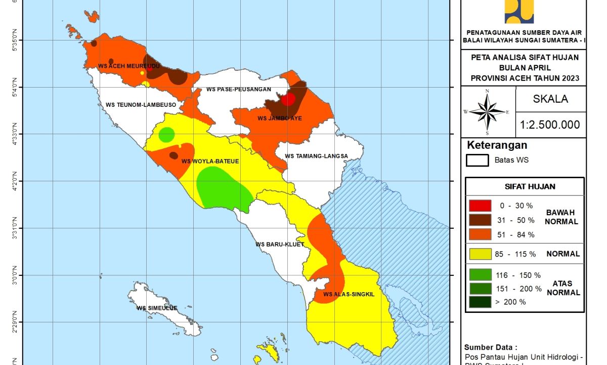 Peta Analisa Sifat Hujan April 2023