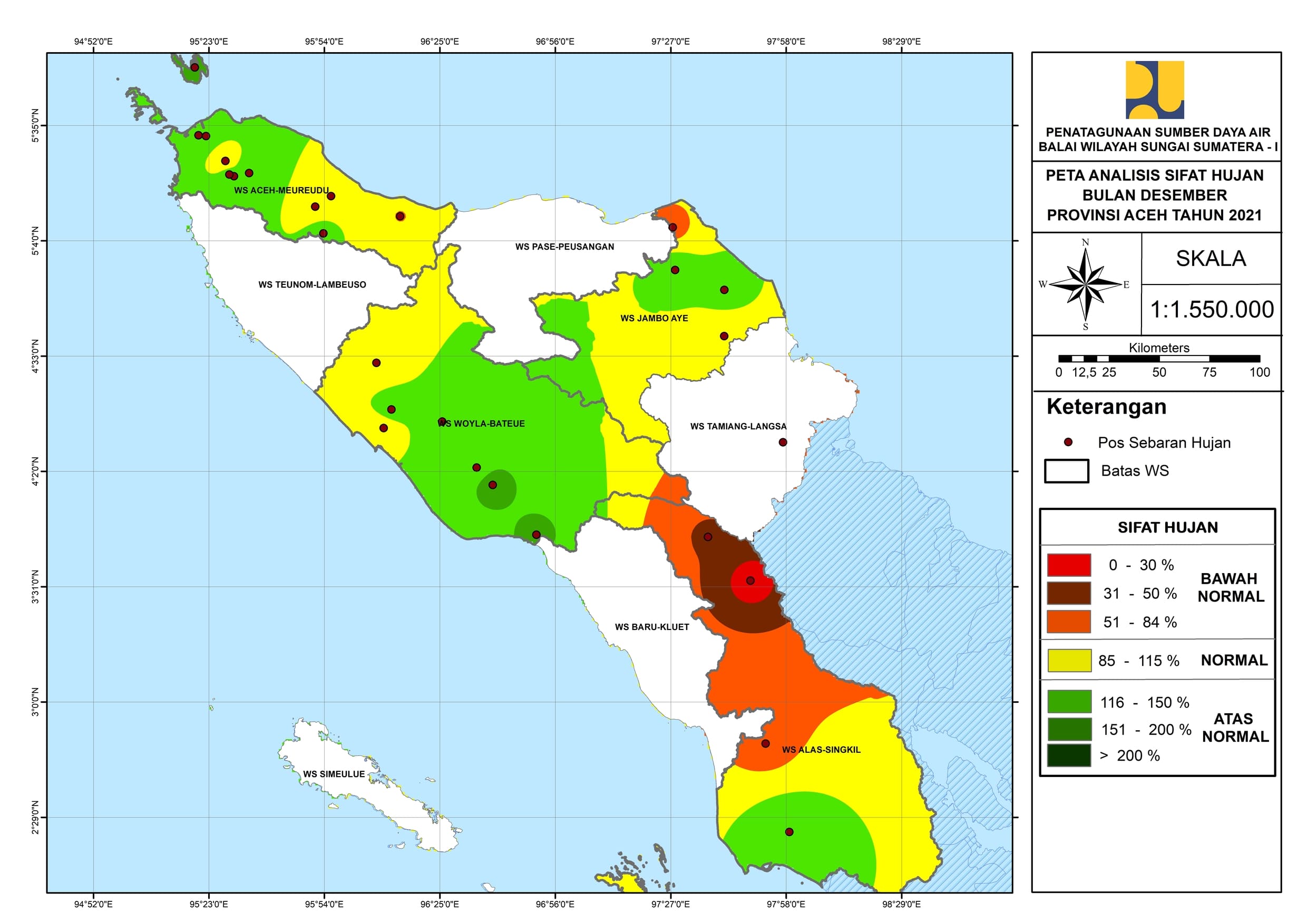 Peta Analisa Sifat Hujan Desember 2021