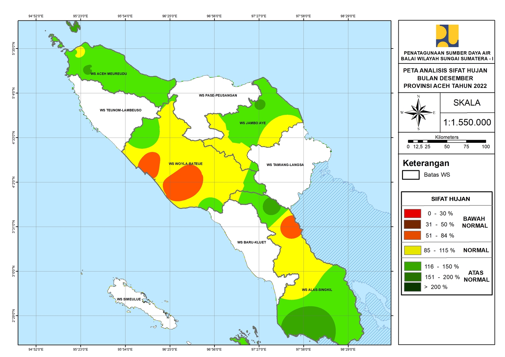 Peta Analisa Sifat Hujan Desember 2022