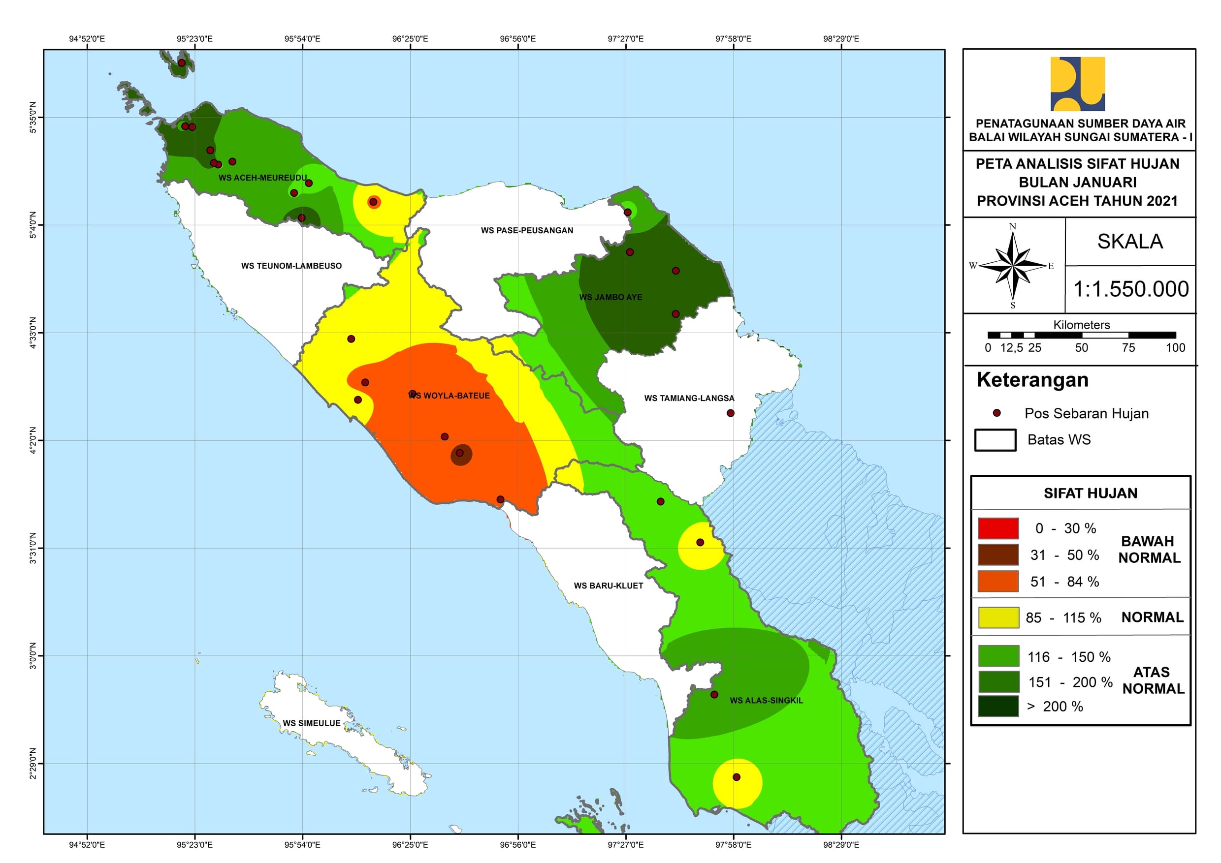 Peta Analisa Sifat Hujan Januari 2021