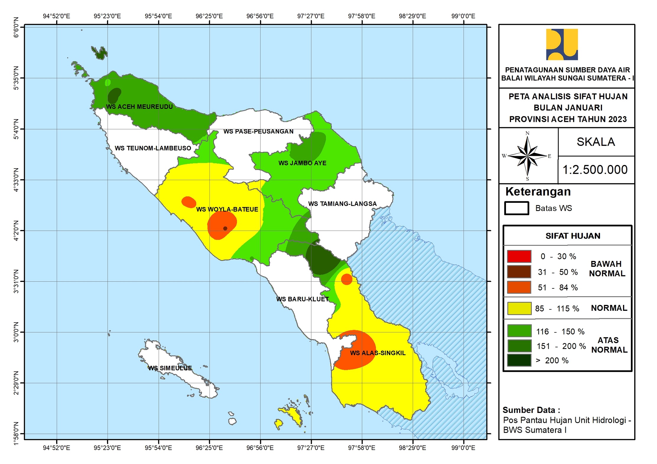 Peta Analisa Sifat Hujan Januari 2023