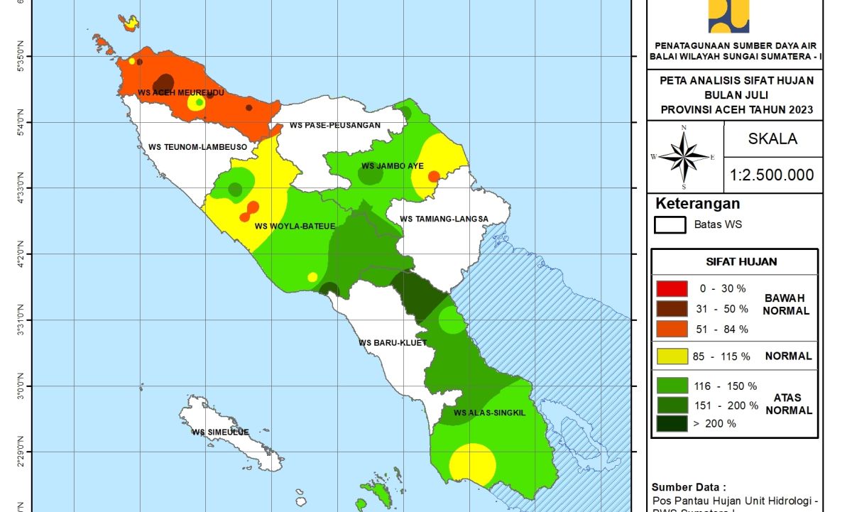 Peta Analisa Sifat Hujan Juli 2023
