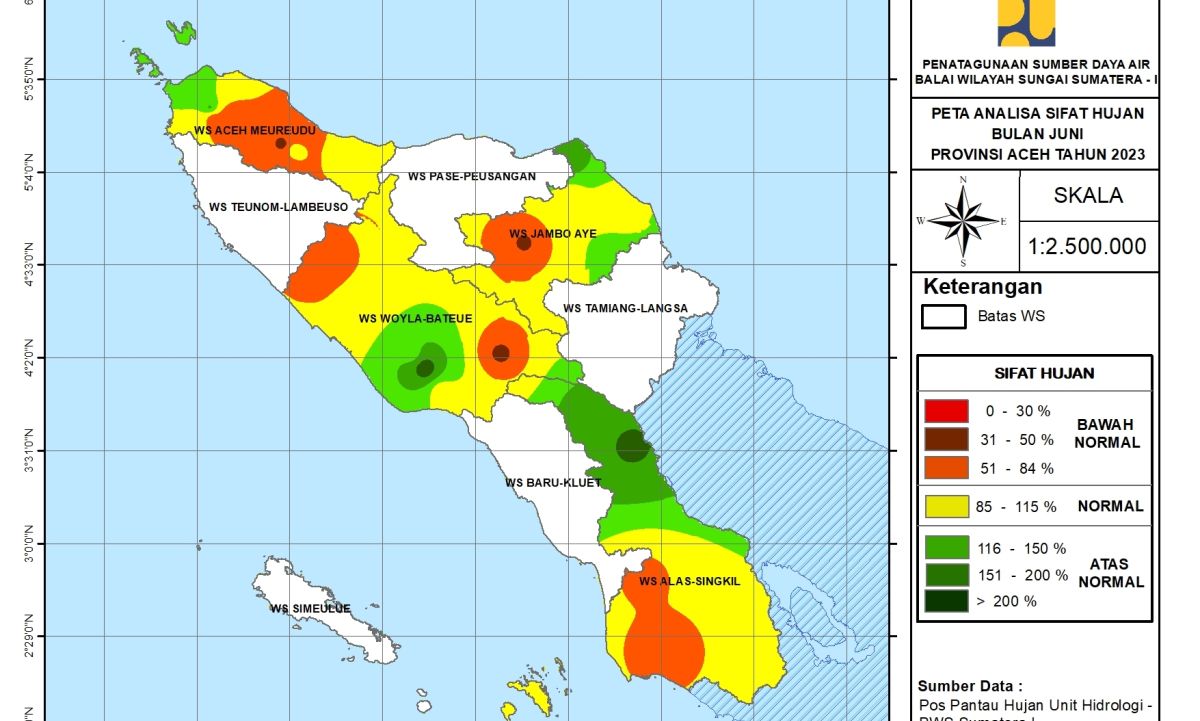 Peta Analisa Sifat Hujan Juni 2023