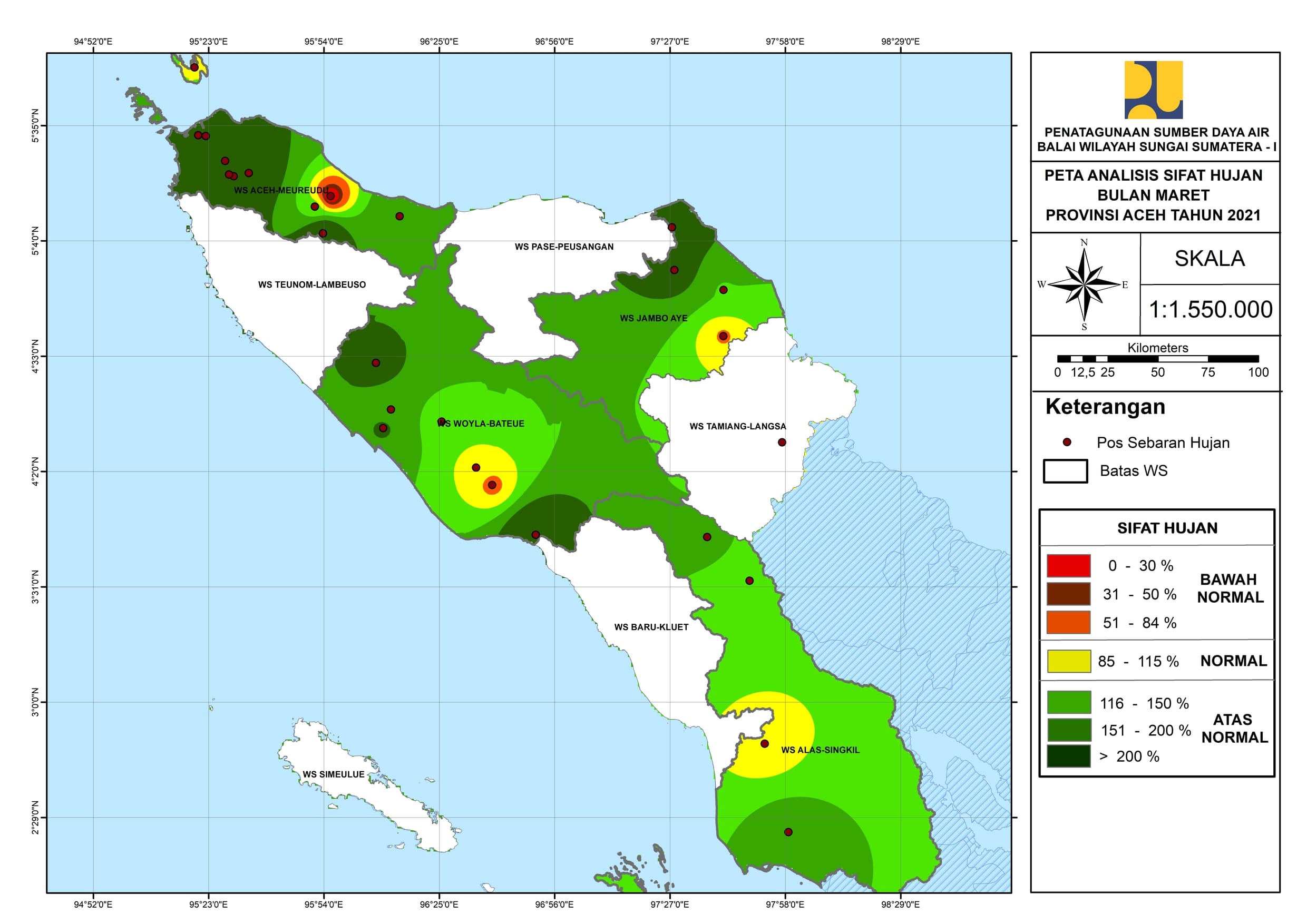 Peta Analisa Sifat Hujan Maret 2021