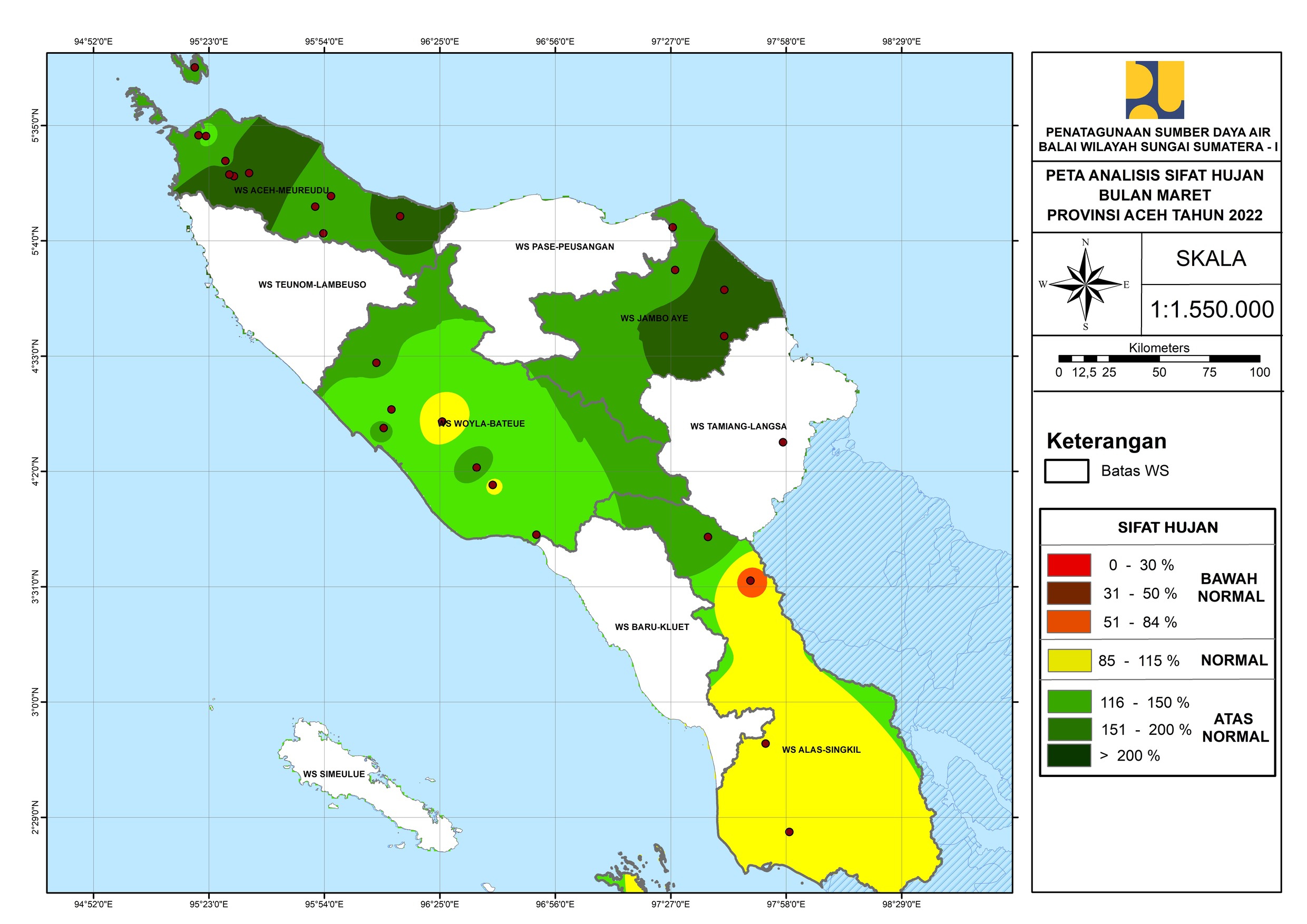 Peta Analisa Sifat Hujan Maret 2022