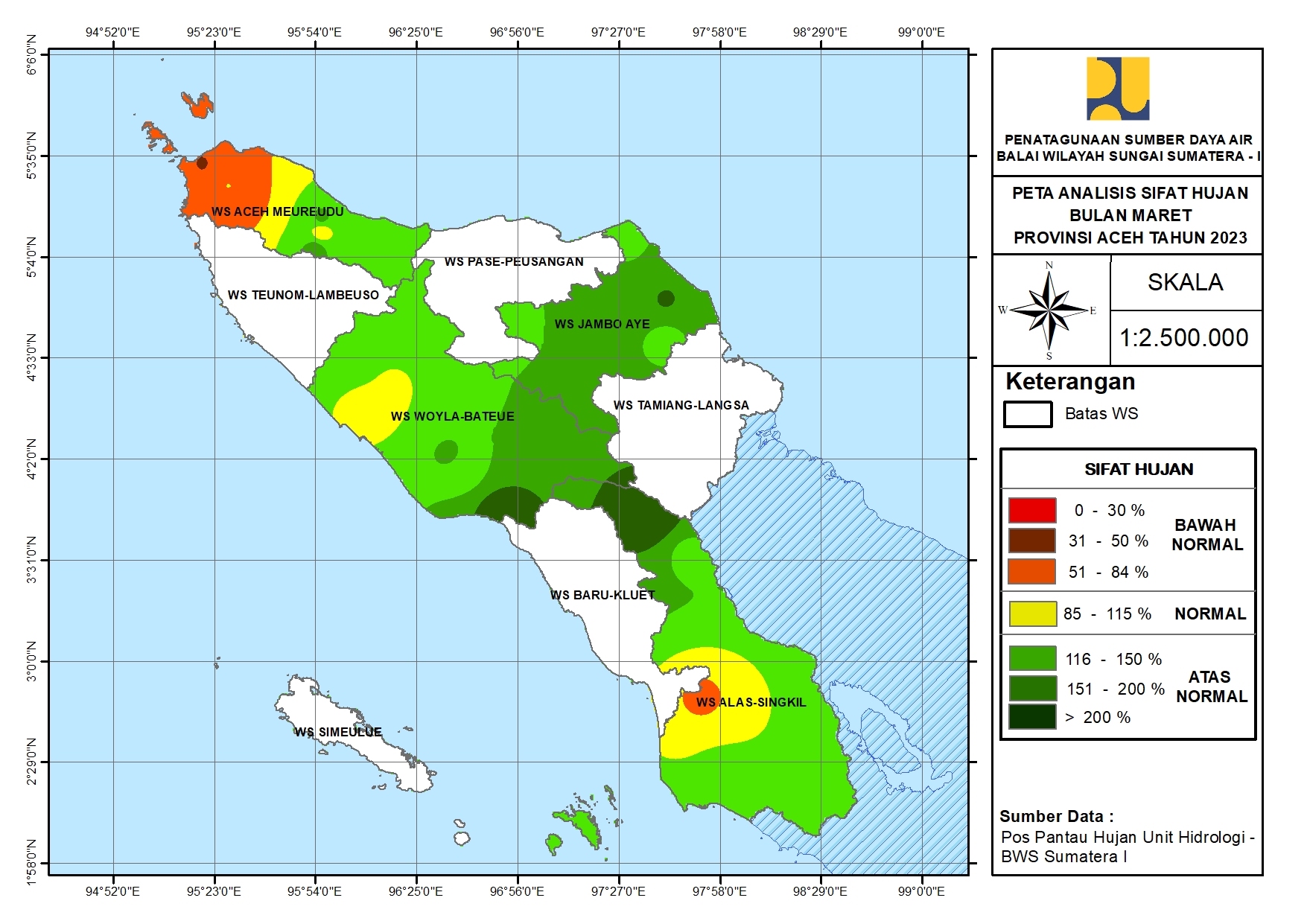 Peta Analisa Sifat Hujan Maret 2023