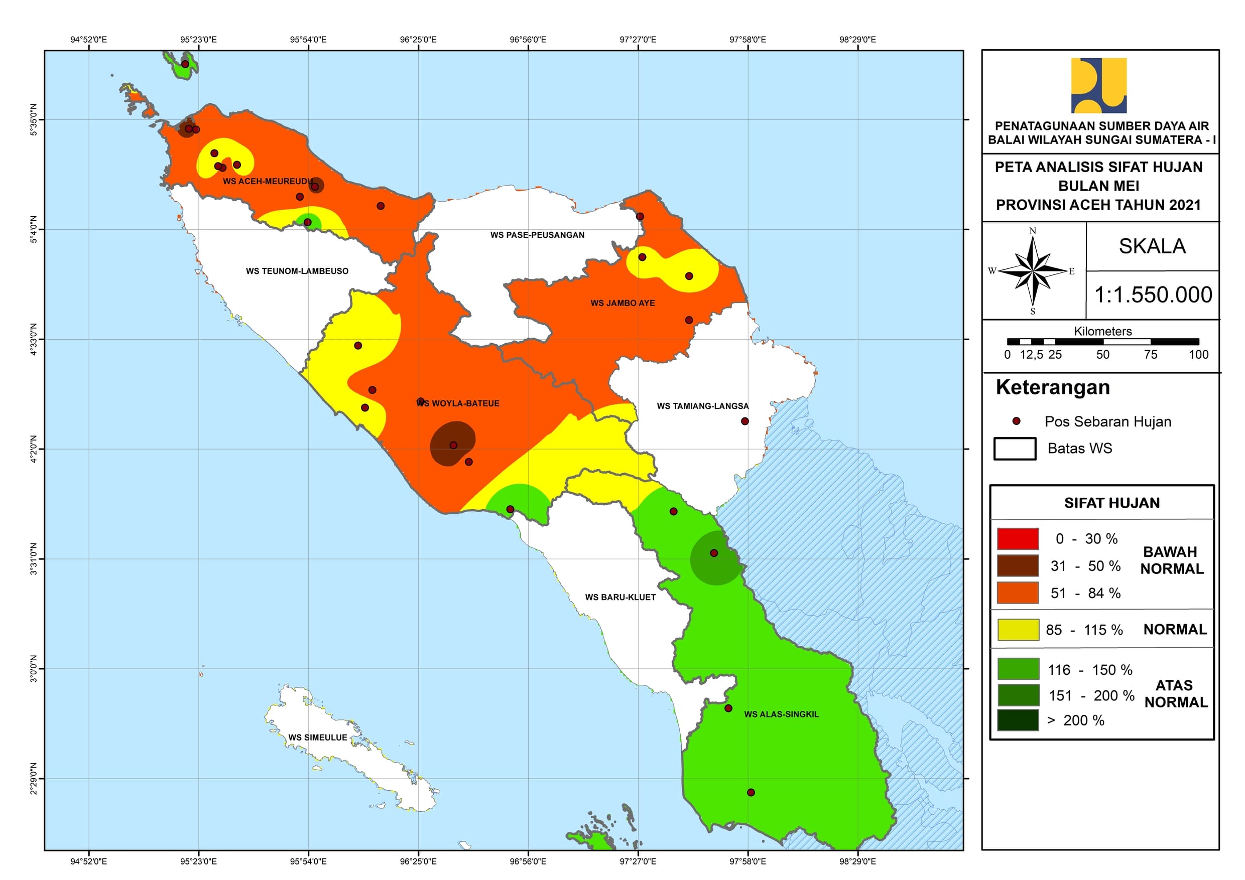 Peta Analisa Sifat Hujan Mei 2021