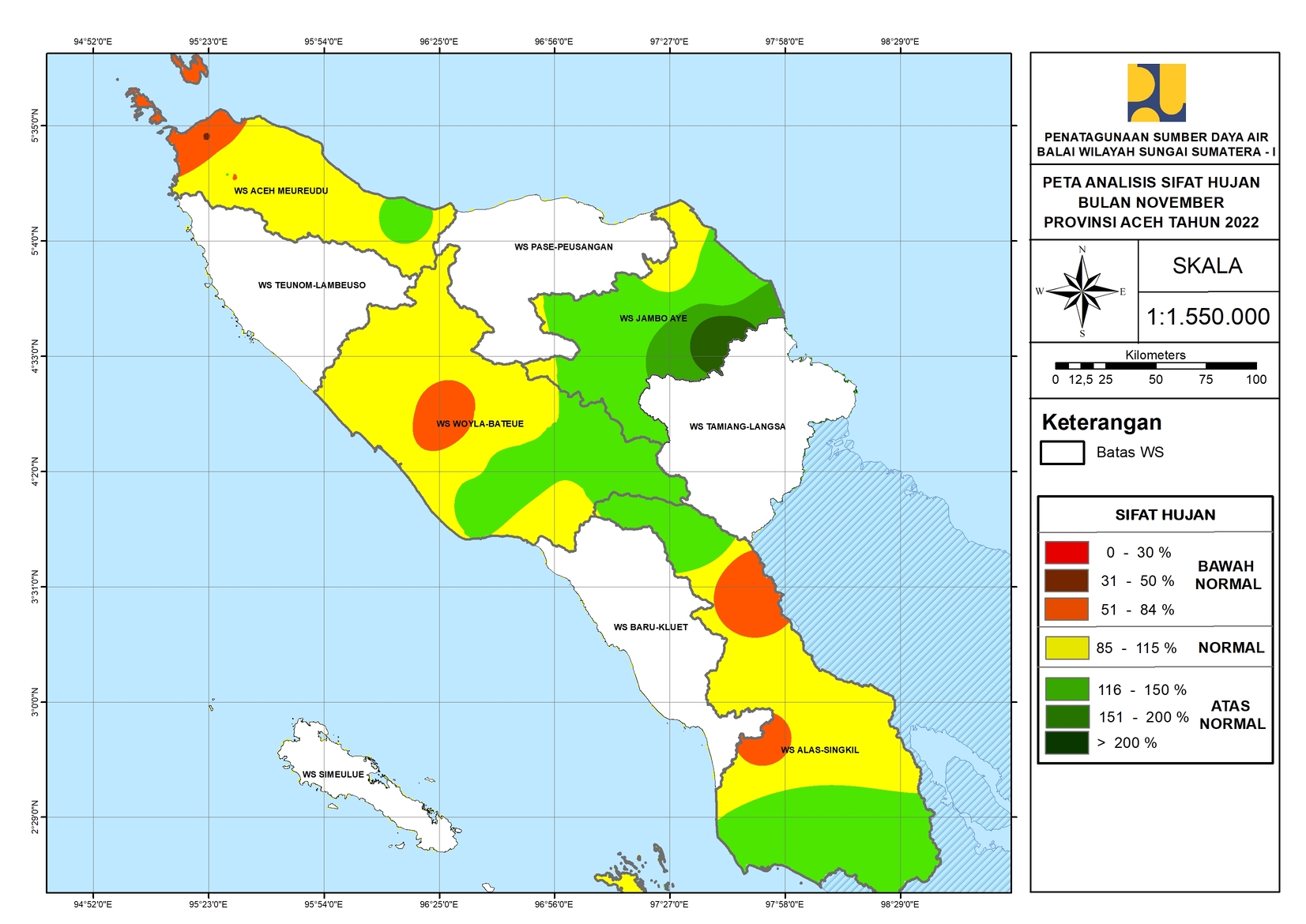 Peta Analisa Sifat Hujan November 2022
