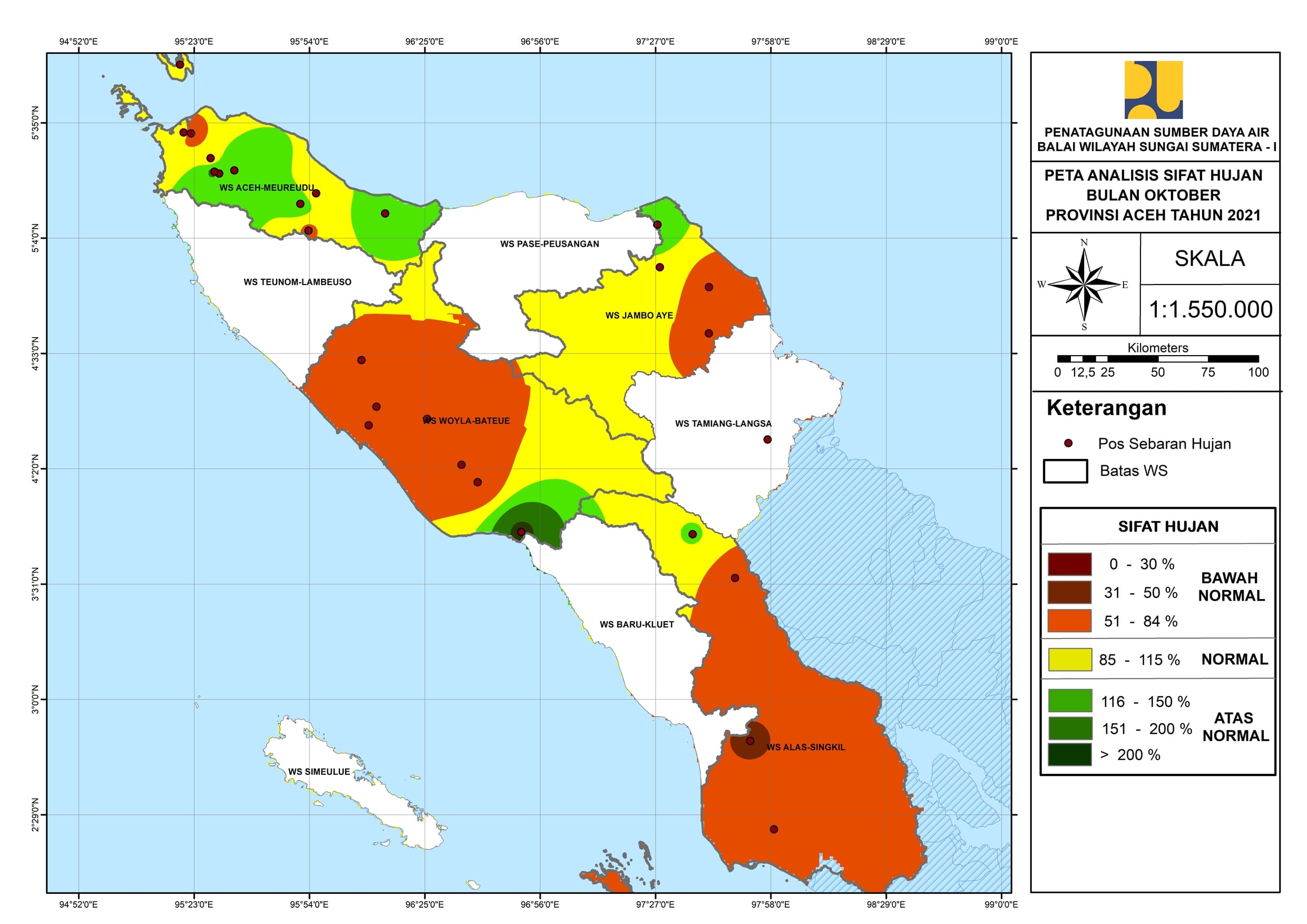 Peta Analisa Sifat Hujan Oktober 2021