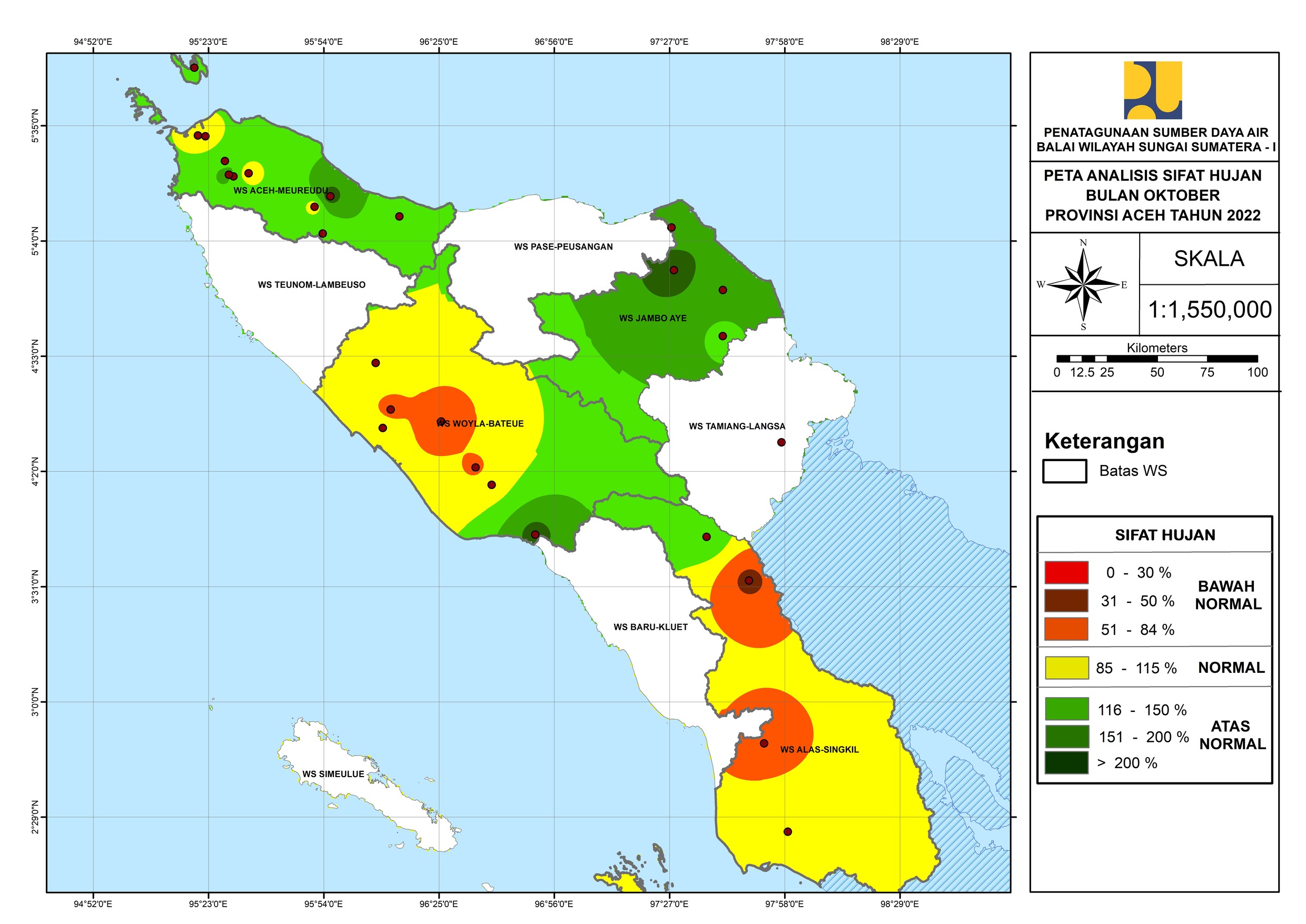 Peta Analisa Sifat Hujan Oktober 2022