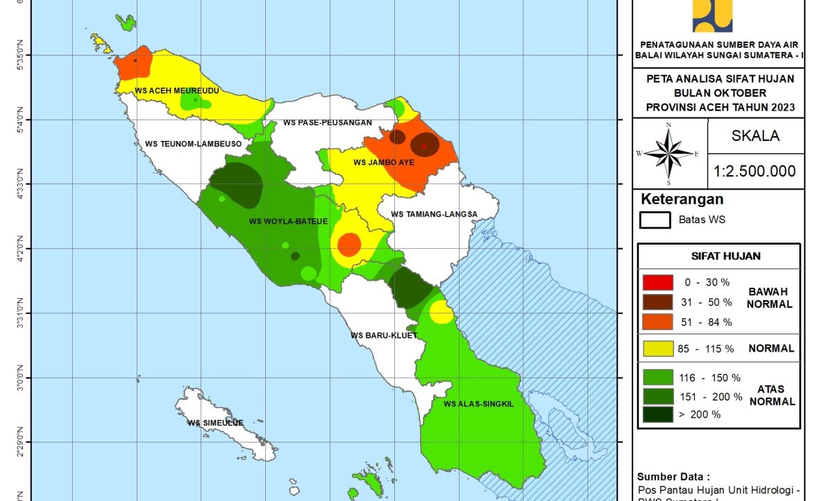 Peta Analisa Sifat Hujan Oktober 2023