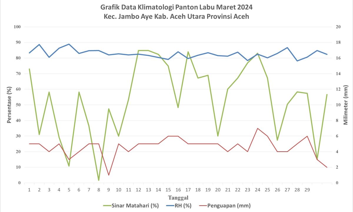 Grafik Data Klimatologi Panton Labu Maret 2024