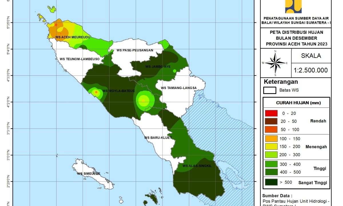 Peta Analisa Distribusi Hujan Desember 2023