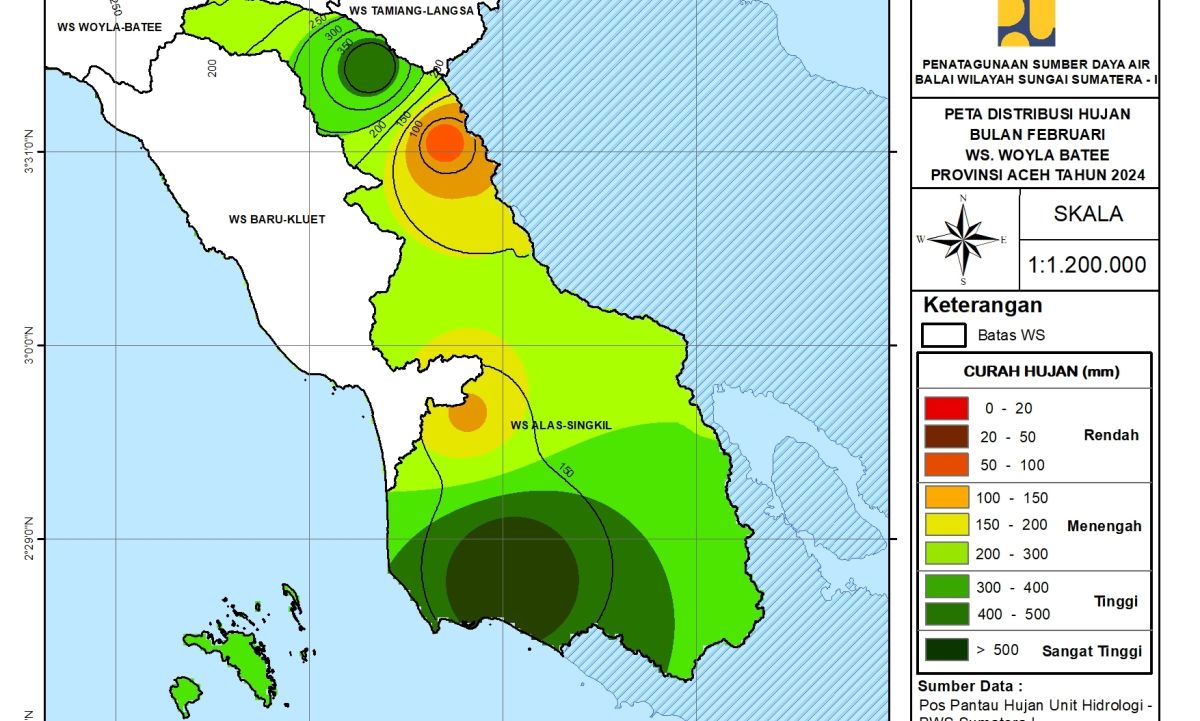 Peta Analisa Distribusi Hujan Februari 2024