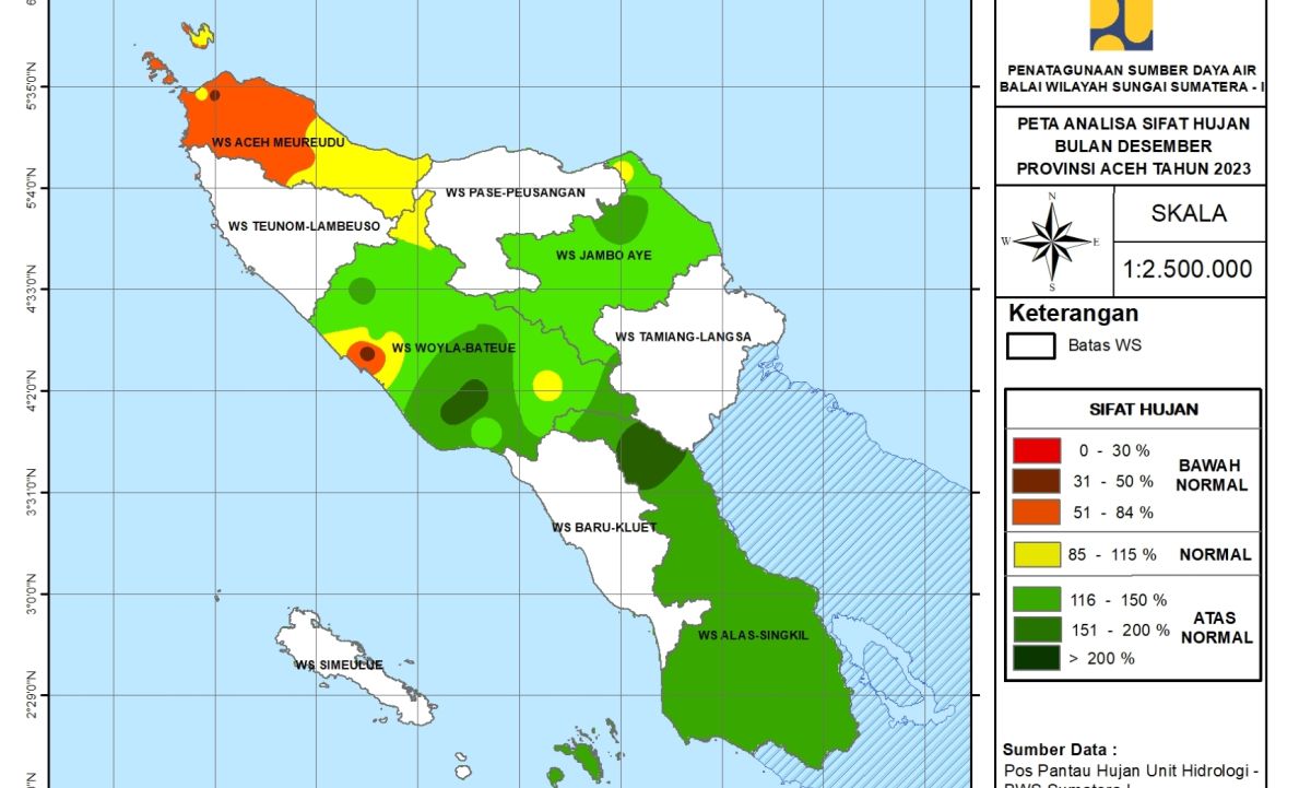 Peta Analisa Sifat Hujan Desember 2023