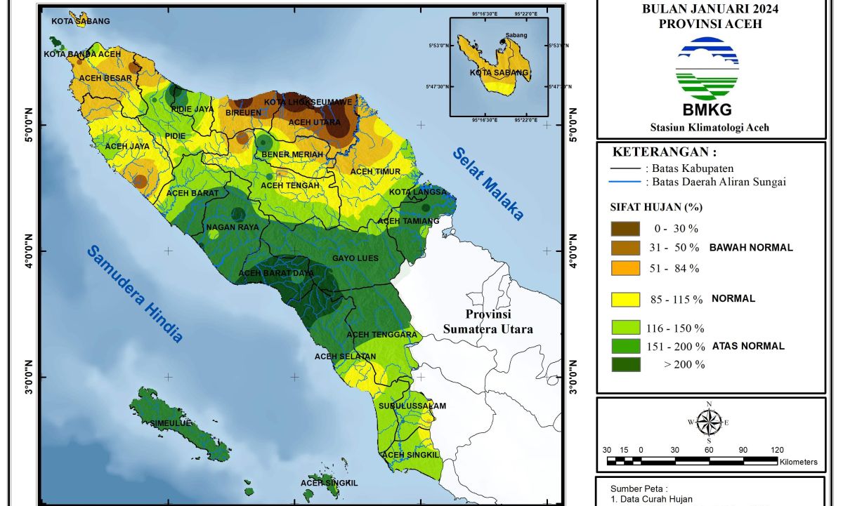 Peta Distribusi Sifat Hujan BMKG Januari 2024